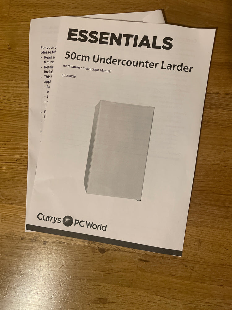 
                  
                    Currys/PC World - Essentials - under counter fridge
                  
                
